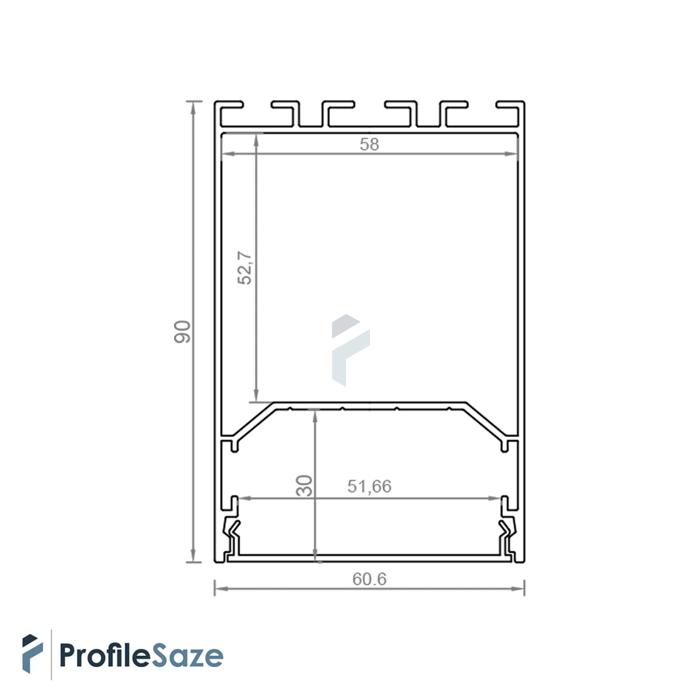 پروفیل نور خطی آلومینیومی 60 × 90 کد L69B مشکی (شاخه 3 متری)