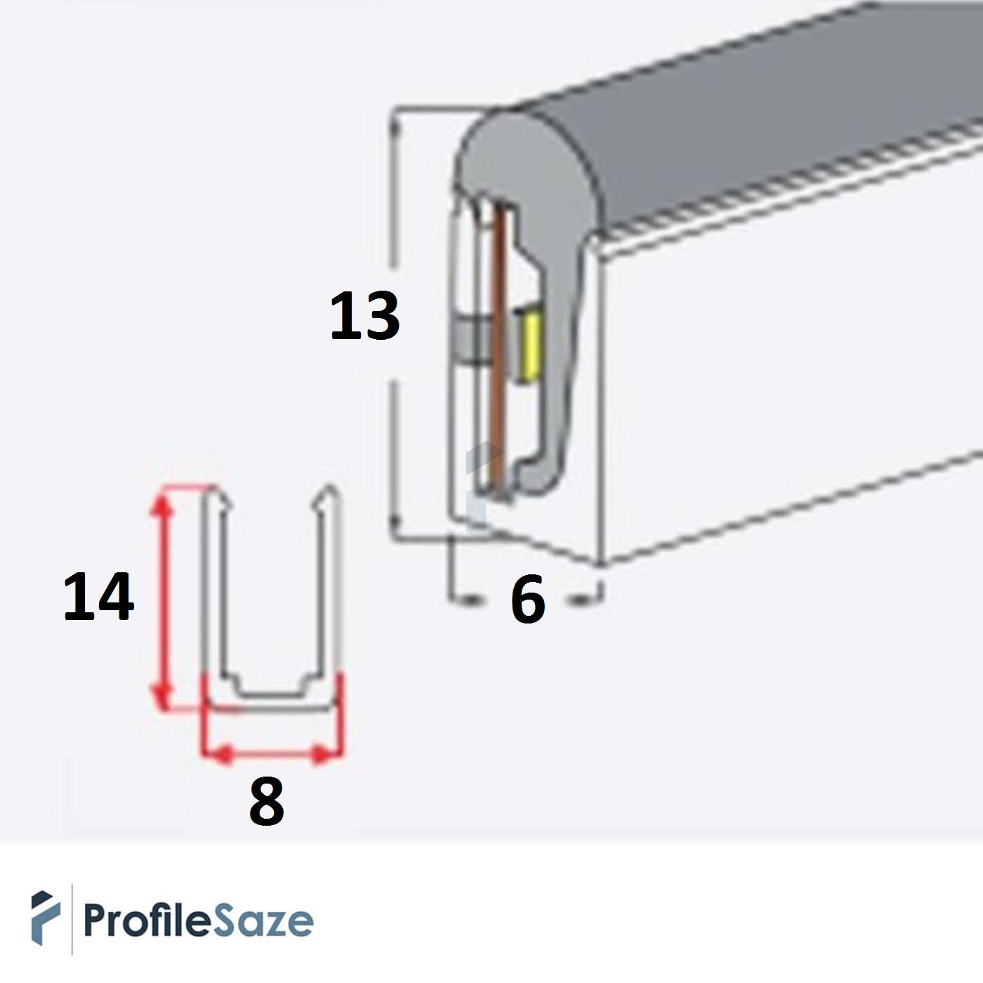 پروفیل نور خطی سیلیکونی عرض 6 کد LC1360 (شاخه 5 متری)