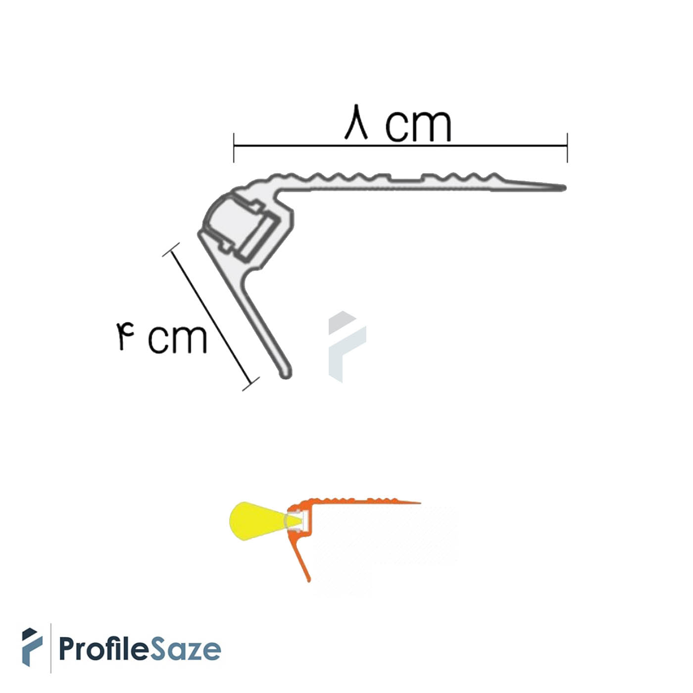 ترمز پله آلومینیومی تک با شیار LED کد T5 (شاخه 6 متری)