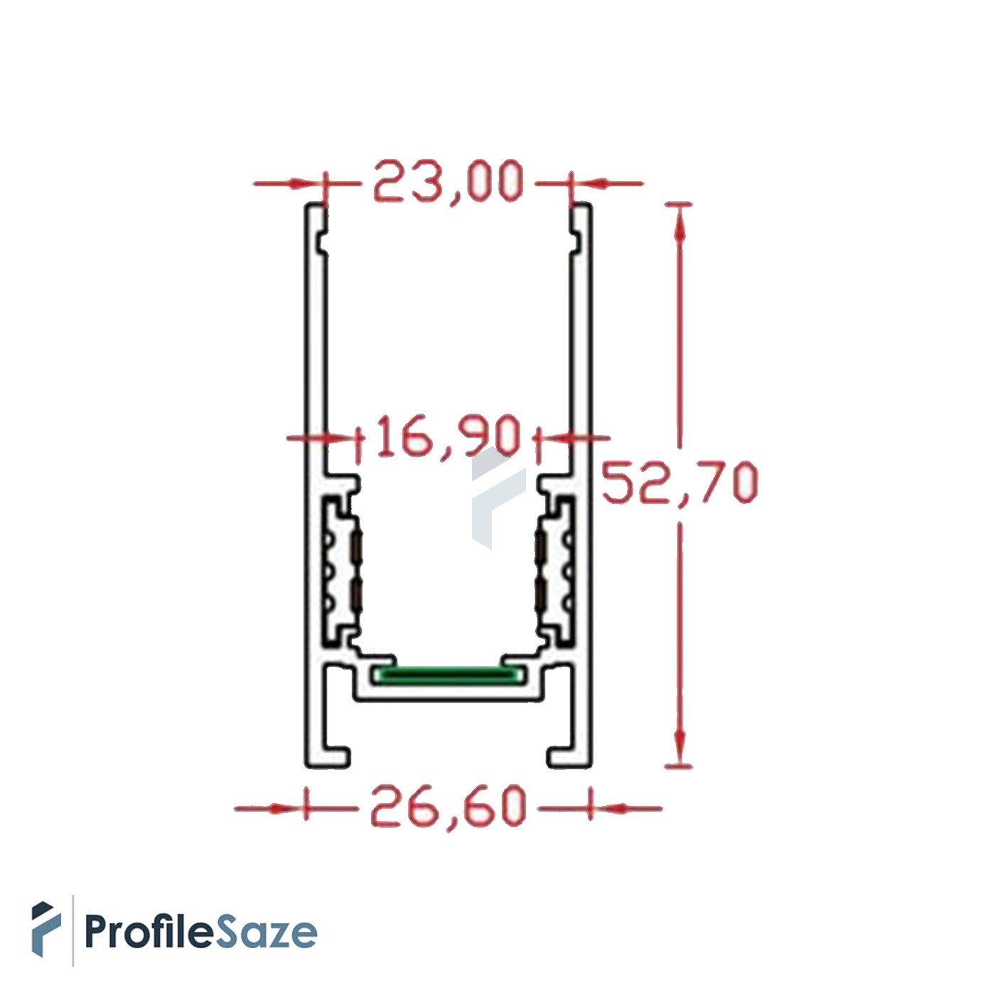 پروفیل ریل مگنتی آلومینیومی 2/5 سانتی روکار کد M25 مشکی (شاخه 3 متری)