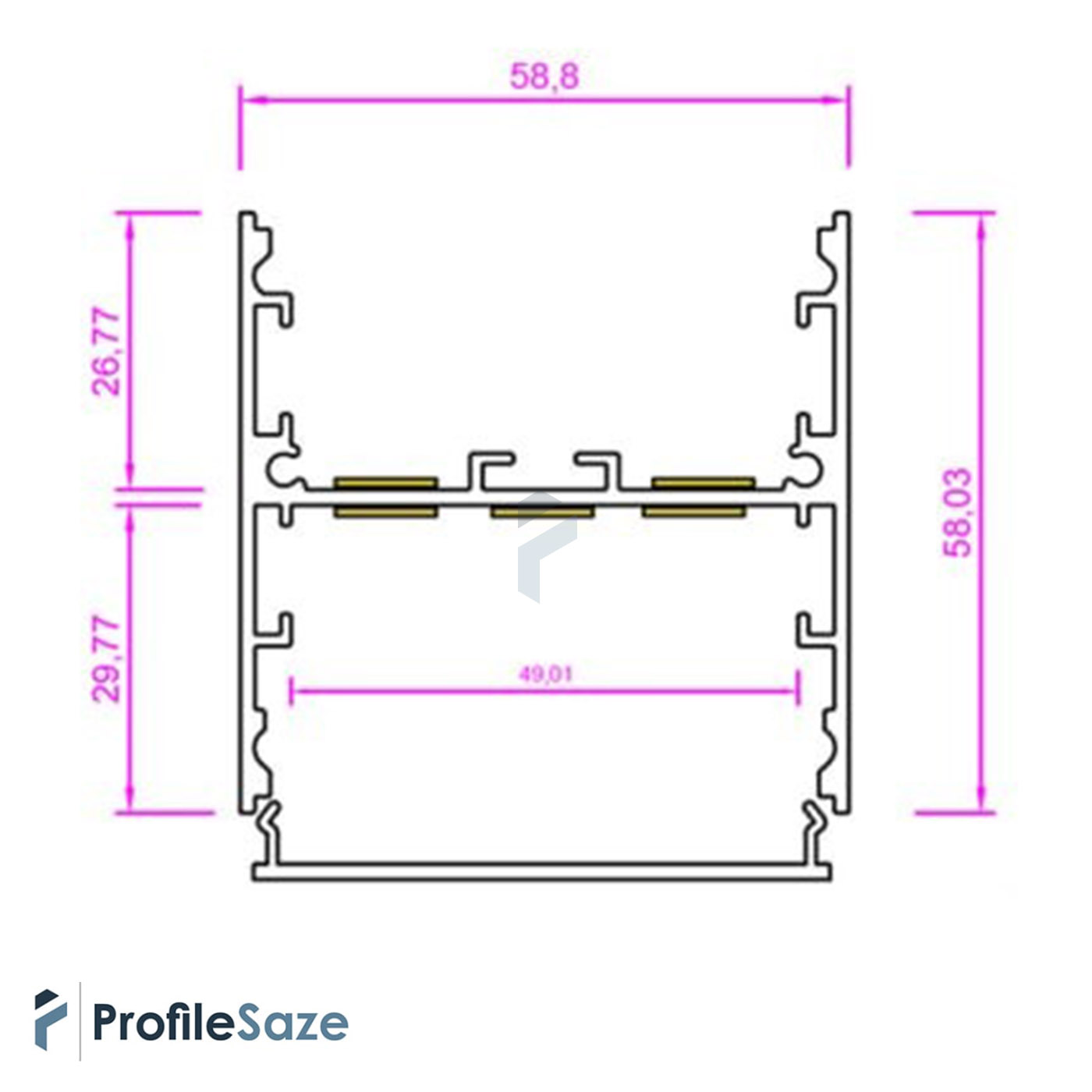 پروفیل نور خطی آلومینیومی دو طرفه 58 میل کد L58B مشکی (شاخه 3 متری)