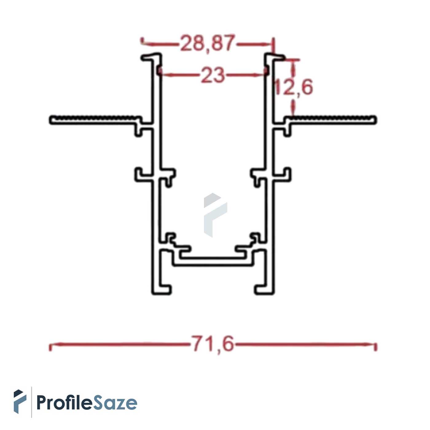 پروفیل ریل مگنتی آلومینیومی 2/5 سانتی توکار کد MR25 مشکی (شاخه 3 متری)