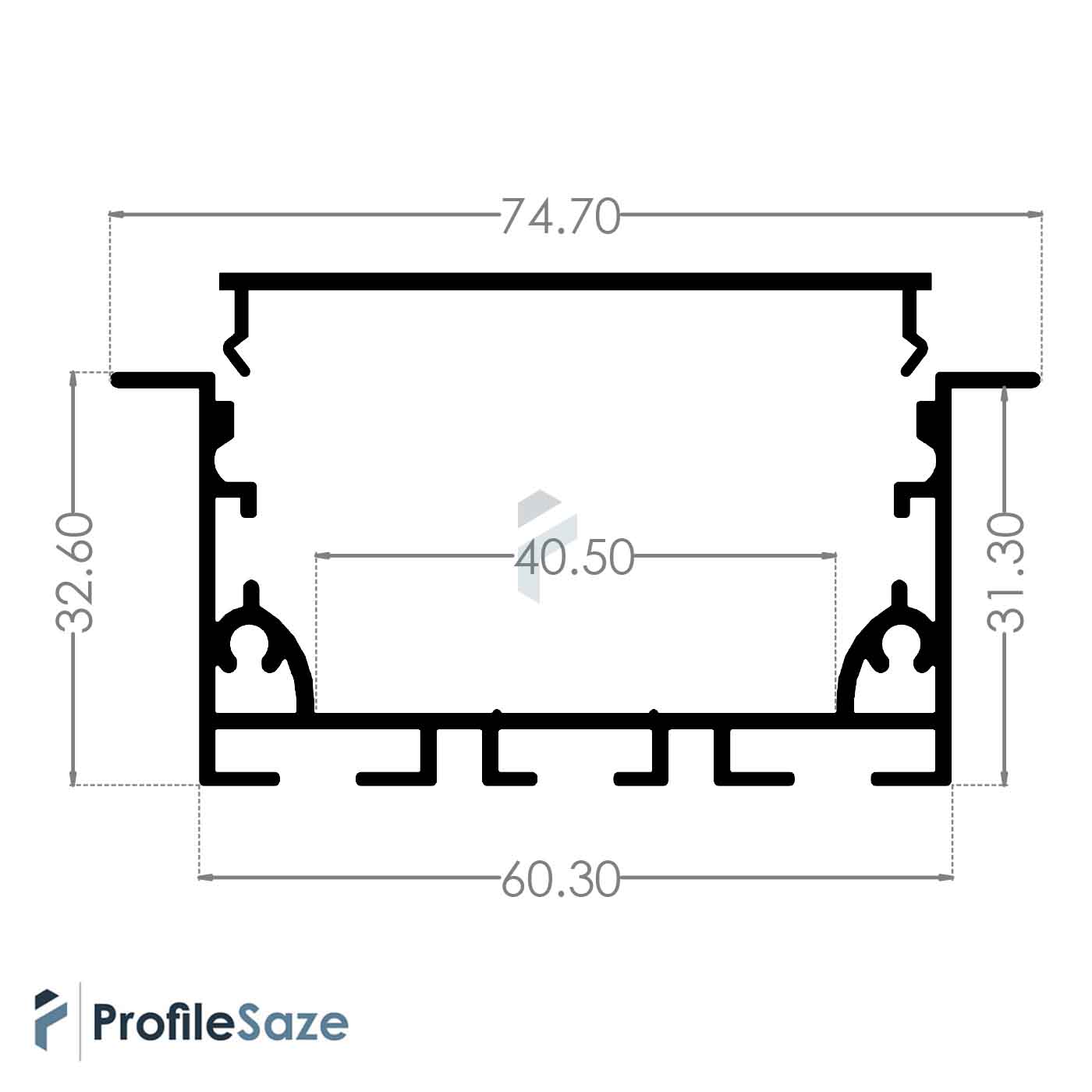 پروفیل نور خطی آلومینیومی 5 سانتی لبه دار کد L51B مشکی (شاخه 3 متری)
