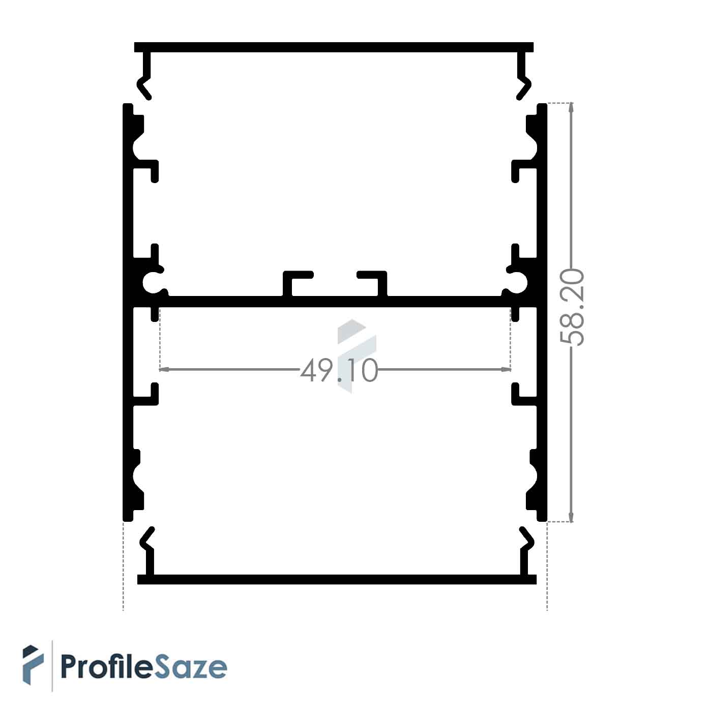 پروفیل نور خطی آلومینیومی دو طرفه 58 میل کد L58B مشکی (شاخه 3 متری)