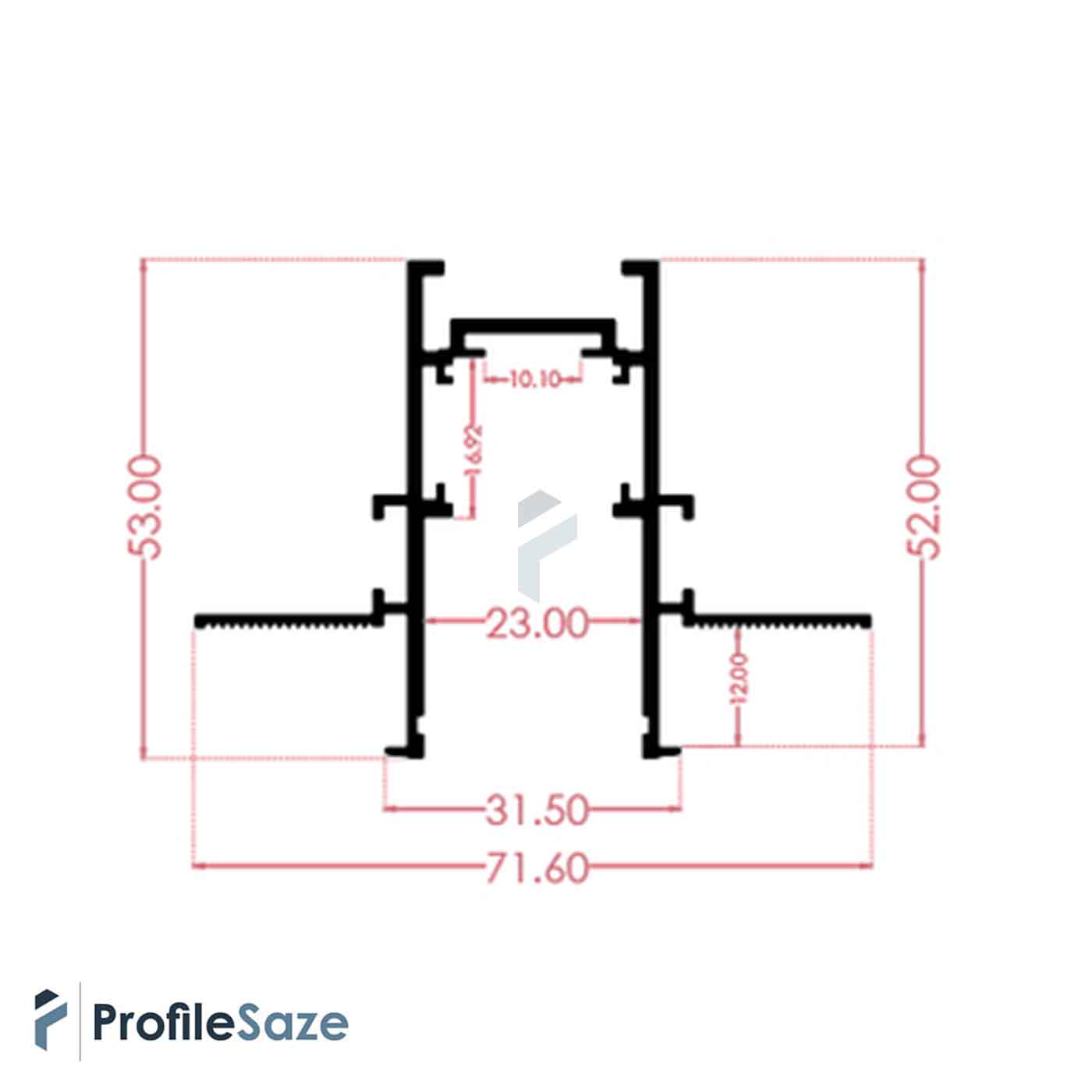 پروفیل ریل مگنتی آلومینیومی 2/5 سانتی توکار کد MR25 مشکی (شاخه 3 متری)