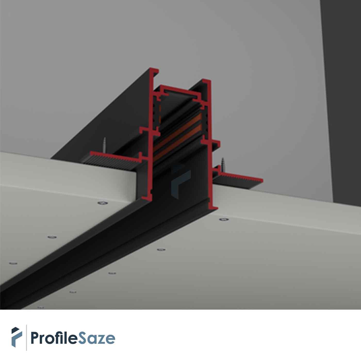 پروفیل ریل مگنتی آلومینیومی 2/5 سانتی توکار کد MR25 مشکی (شاخه 3 متری)