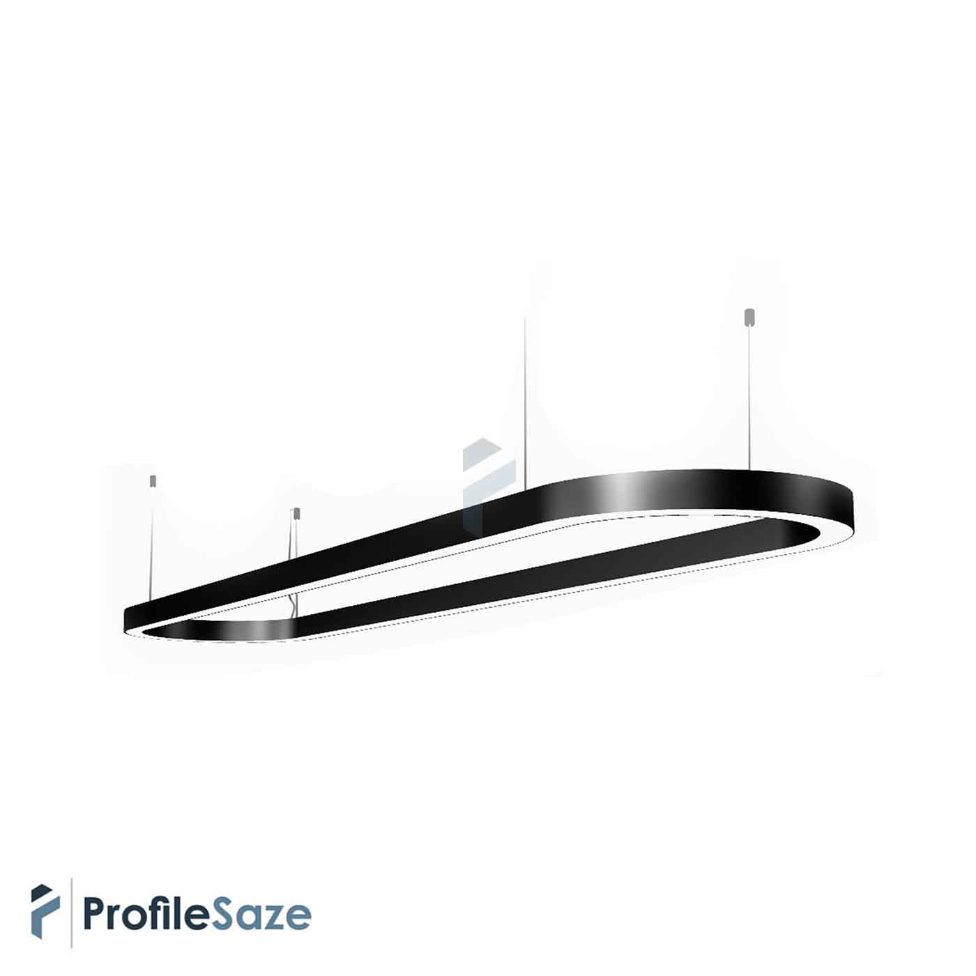 لوستر نور خطی مستطیل 160 × 60 سانت کد Oval-60160 (بدون نور)