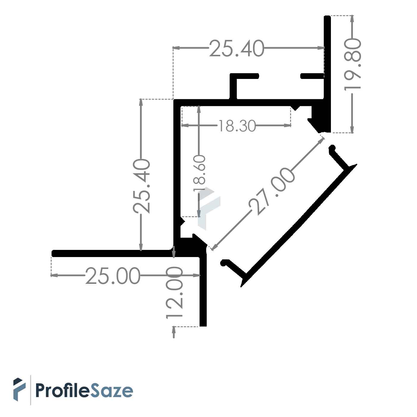 پروفیل نور خطی آلومینیومی مخفی کنافی کد LK6B مشکی