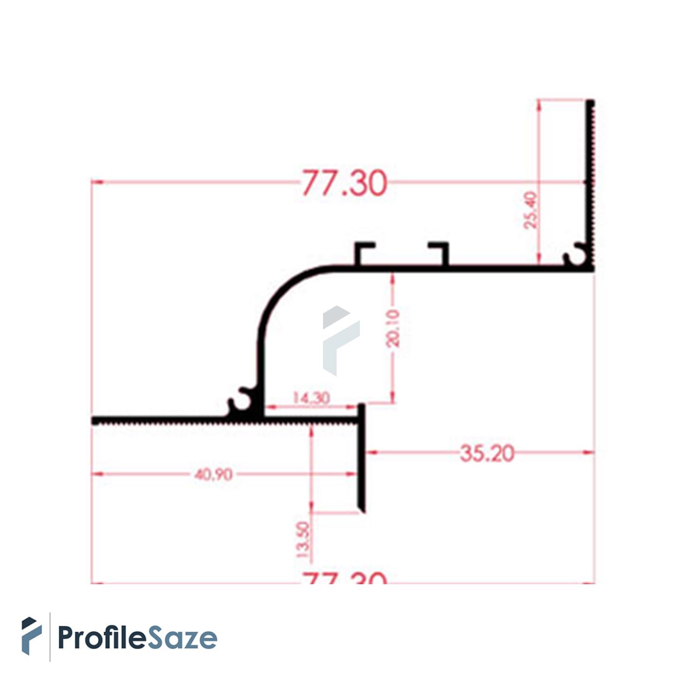 پروفیل نور خطی آلومینیومی مخفی کنج کناف قوس دار کد LK7B مشکی (شاخه 3 متری)